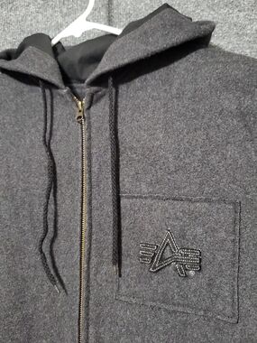 Alpha Industries Flight Wool Jacket Mens Small Gray Outdoor Classic Parka Coat